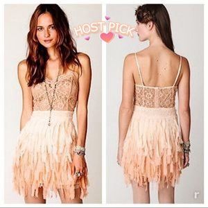 Free People NWT RARE Ombre Feather Sequin Beaded Lace Dress